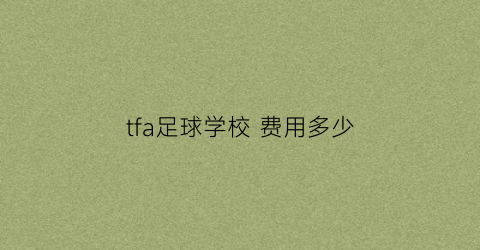 tfa足球学校 费用多少